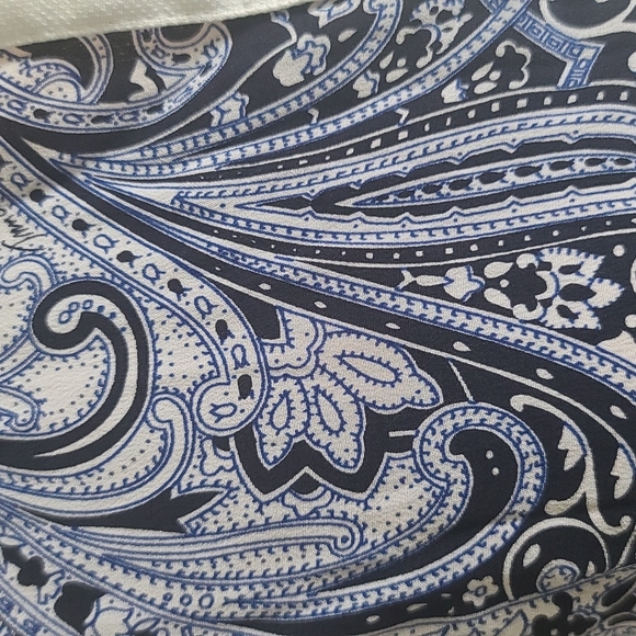 Trina Turk Paisley Blue White Silk Dress - Picture 5 of 7
